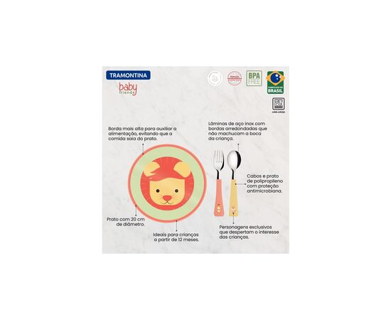 Набір дитячого посуду Tramontina Baby Friends 23797/907 3 предмети (6710901), зображення 3 Набір дитячого посуду Tramontina Baby Friends 23797/907 3 предмети (6710901), зображення 3