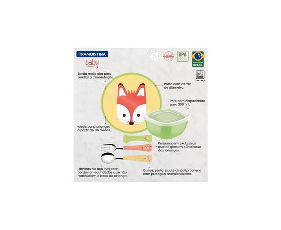 Набір дитячого посуду Tramontina Baby Friends 23797/908 5 предметів (6710900), зображення 4 Набір дитячого посуду Tramontina Baby Friends 23797/908 5 предметів (6710900), зображення 4
