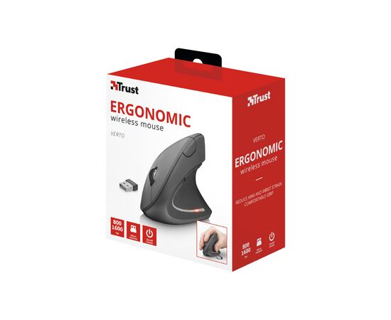 Мышка Trust Verto Wireless Ergonomic Black (22879), изображение 6 Мышка Trust Verto Wireless Ergonomic Black (22879), изображение 6