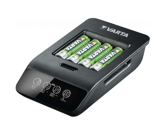 Зарядное устройство для аккумуляторов Varta LCD Smart Plus CHARGER +4*AA 2100 mAh (57684101441), изображение 2 Зарядное устройство для аккумуляторов Varta LCD Smart Plus CHARGER +4*AA 2100 mAh (57684101441), изображение 2