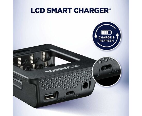 Зарядное устройство для аккумуляторов Varta LCD Smart Plus CHARGER +4*AA 2100 mAh (57684101441), изображение 6 Зарядное устройство для аккумуляторов Varta LCD Smart Plus CHARGER +4*AA 2100 mAh (57684101441), изображение 6