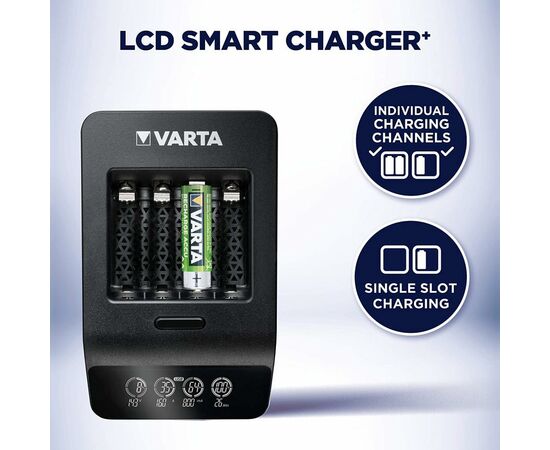 Зарядное устройство для аккумуляторов Varta LCD Smart Plus CHARGER +4*AA 2100 mAh (57684101441), изображение 7 Зарядное устройство для аккумуляторов Varta LCD Smart Plus CHARGER +4*AA 2100 mAh (57684101441), изображение 7