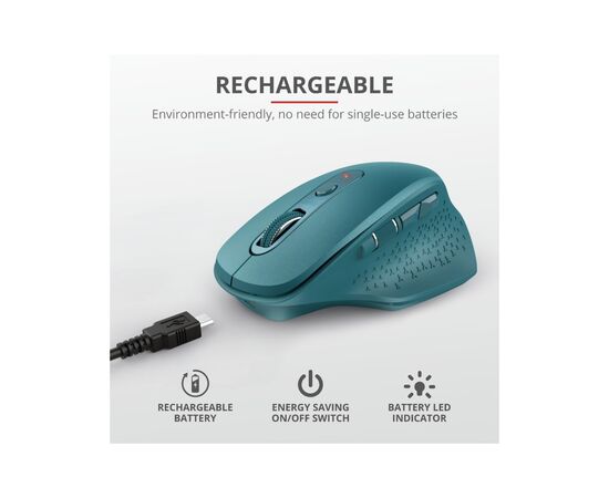 Мышка Trust Ozaa Rechargeable Wireless Blue (24034), изображение 11 Мышка Trust Ozaa Rechargeable Wireless Blue (24034), изображение 11
