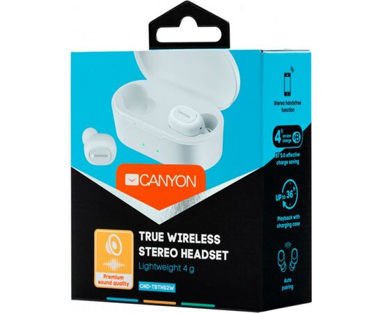 Навушники Canyon CND-TBTHS2B White (CND-TBTHS2W), зображення 3 Навушники Canyon CND-TBTHS2B White (CND-TBTHS2W), зображення 3