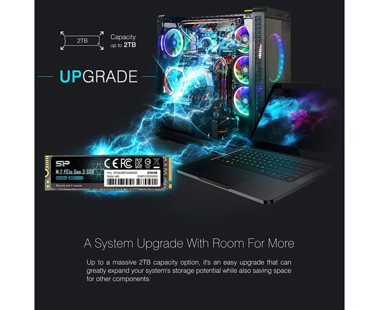 Накопитель SSD M.2 2280 256GB Silicon Power (SP256GBP34A60M28), изображение 2 Накопитель SSD M.2 2280 256GB Silicon Power (SP256GBP34A60M28), изображение 2