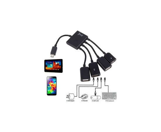 Концентратор Lapara LA-MicroUSB-OTG-HUB black, изображение 7 Концентратор Lapara LA-MicroUSB-OTG-HUB black, изображение 7