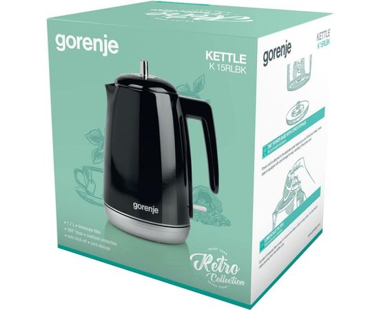 Электрочайник Gorenje K 15 RL BK (K15RLBK), изображение 2 Электрочайник Gorenje K 15 RL BK (K15RLBK), изображение 2
