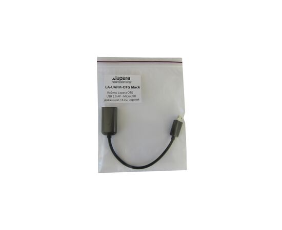 Дата кабель OTG USB 2.0 AF to Micro 5P 0.16m Lapara (LA-UAFM-OTG black), изображение 2 Дата кабель OTG USB 2.0 AF to Micro 5P 0.16m Lapara (LA-UAFM-OTG black), изображение 2