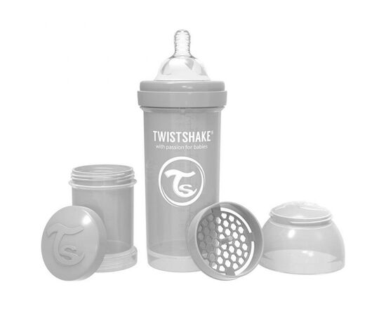 Бутылочка для кормления Twistshake антиколиковая 260 мл, серая (69868), изображение 2 Бутылочка для кормления Twistshake антиколиковая 260 мл, серая (69868), изображение 2