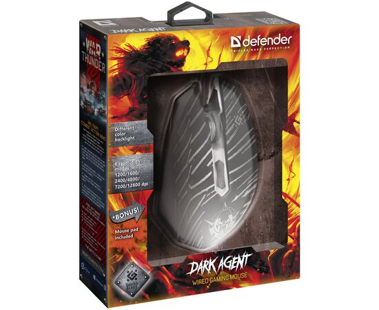 Мышка Defender Dark Agent GM-590L USB Black (52590), изображение 3 Мышка Defender Dark Agent GM-590L USB Black (52590), изображение 3