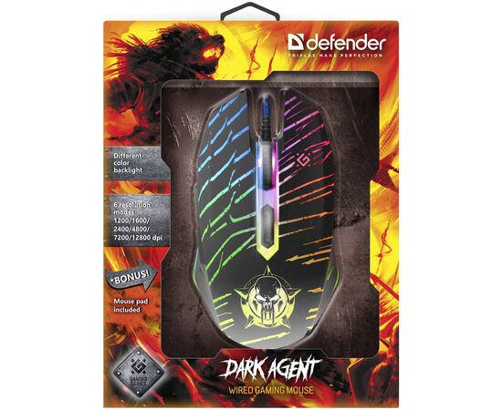 Мышка Defender Dark Agent GM-590L USB Black (52590), изображение 4 Мышка Defender Dark Agent GM-590L USB Black (52590), изображение 4