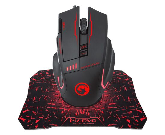 Мышка Marvo G909L USB з ігровою поверхнею G1 Black (G909L+G1)