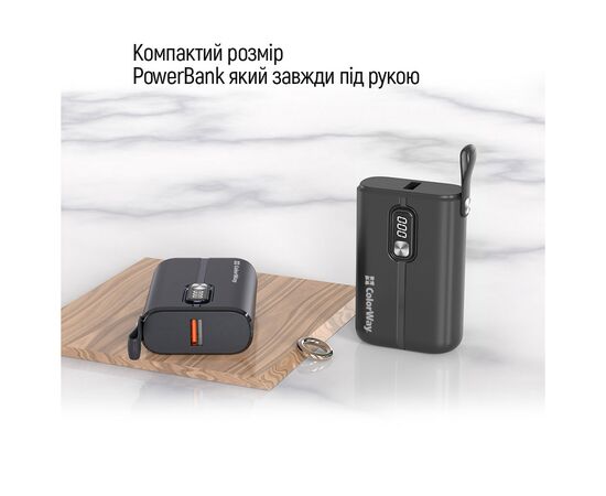 Батарея универсальная ColorWay 10 000 mAh Full power (USB QC3.0 + USB-C Power Delivery 22.5 (CW-PB100LPK2BK-PDD), изображение 9 Батарея универсальная ColorWay 10 000 mAh Full power (USB QC3.0 + USB-C Power Delivery 22.5 (CW-PB100LPK2BK-PDD), изображение 9