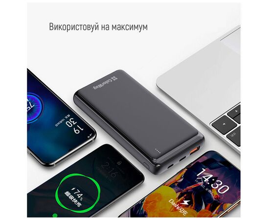 Батарея универсальная ColorWay 10 000 mAh Slim (USB QC3.0 + USB-C Power Delivery 18W) Black (CW-PB100LPG3BK-PD), изображение 7 Батарея универсальная ColorWay 10 000 mAh Slim (USB QC3.0 + USB-C Power Delivery 18W) Black (CW-PB100LPG3BK-PD), изображение 7