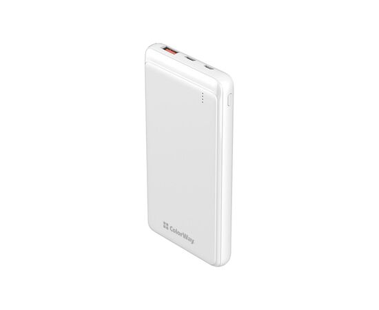 Батарея универсальная ColorWay 10 000 mAh Slim (USB QC3.0 + USB-C Power Delivery 18W) White (CW-PB100LPG3WT-PD)