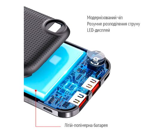 Батарея универсальная ColorWay 10 000 mAh Slim, LCD, Black (CW-PB100LPH2BK-D), изображение 8 Батарея универсальная ColorWay 10 000 mAh Slim, LCD, Black (CW-PB100LPH2BK-D), изображение 8