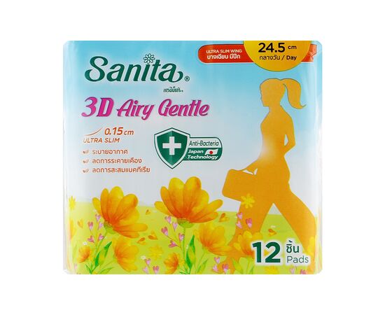 Гигиенические прокладки Sanita 3D Airy Gentle Ultra Slim Wing 24.5 см 12 шт. (8850461090803)