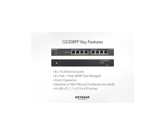 Комутатор мережевий Netgear GS308PP-100EUS, зображення 4 Комутатор мережевий Netgear GS308PP-100EUS, зображення 4