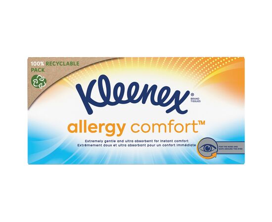 Салфетки косметические Kleenex Allergy Comfort 3 слоя в коробке 56 шт. (5029053577210), изображение 3 Салфетки косметические Kleenex Allergy Comfort 3 слоя в коробке 56 шт. (5029053577210), изображение 3