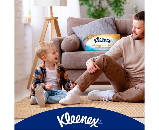 Салфетки косметические Kleenex Allergy Comfort 3 слоя в коробке 56 шт. (5029053577210), изображение 9 Салфетки косметические Kleenex Allergy Comfort 3 слоя в коробке 56 шт. (5029053577210), изображение 9