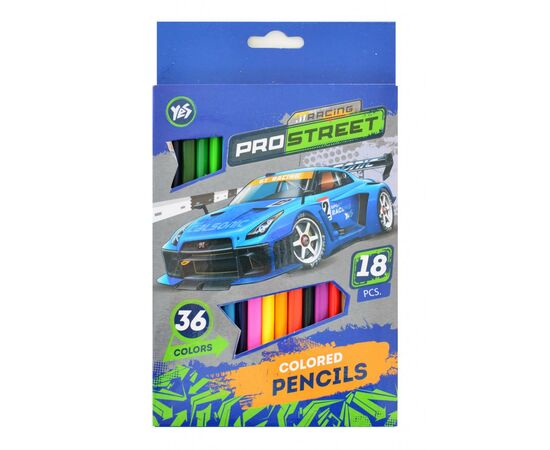 Олівці кольорові Yes Street racing 18 шт. 36 кольорів (290488)