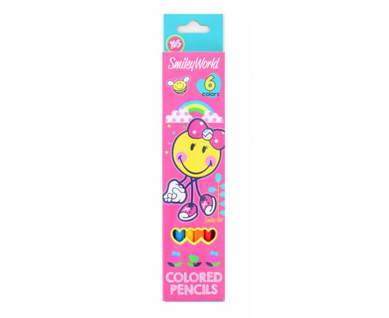 Олівці кольорові Yes "Smiley World"(pink) 6 кол. (290399)
