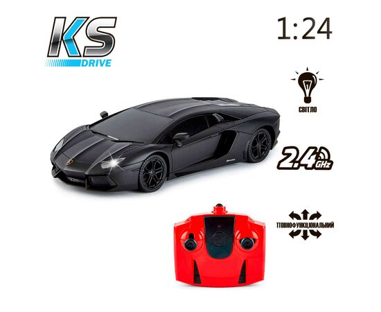 Радиоуправляемая игрушка KS Drive Lamborghini Aventador LP 700-4 (1:24, 2.4Ghz, черный) (124GLBB), изображение 6 Радиоуправляемая игрушка KS Drive Lamborghini Aventador LP 700-4 (1:24, 2.4Ghz, черный) (124GLBB), изображение 6
