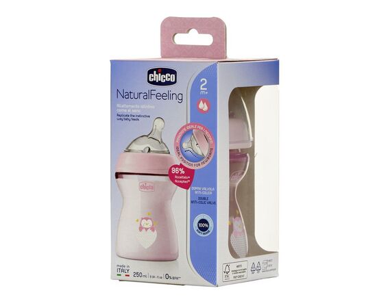 Бутылочка для кормления Chicco Natural Feeling силикон средний поток 250мл розовая (81323.10), изображение 9 Бутылочка для кормления Chicco Natural Feeling силикон средний поток 250мл розовая (81323.10), изображение 9