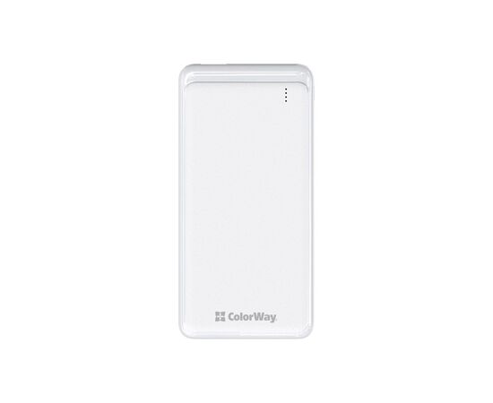 Батарея универсальная ColorWay 10 000 mAh Slim, White (CW-PB100LPF2WT), изображение 2 Батарея универсальная ColorWay 10 000 mAh Slim, White (CW-PB100LPF2WT), изображение 2