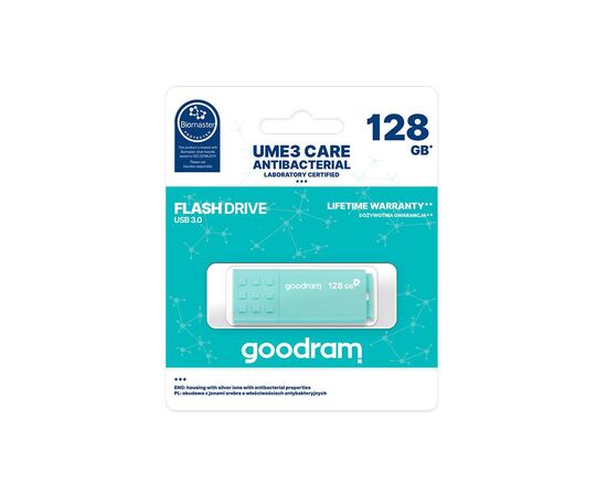 USB флеш накопичувач Goodram 128GB UME3 Care Green USB 3.2 (UME3-1280CRR11), зображення 3 USB флеш накопичувач Goodram 128GB UME3 Care Green USB 3.2 (UME3-1280CRR11), зображення 3