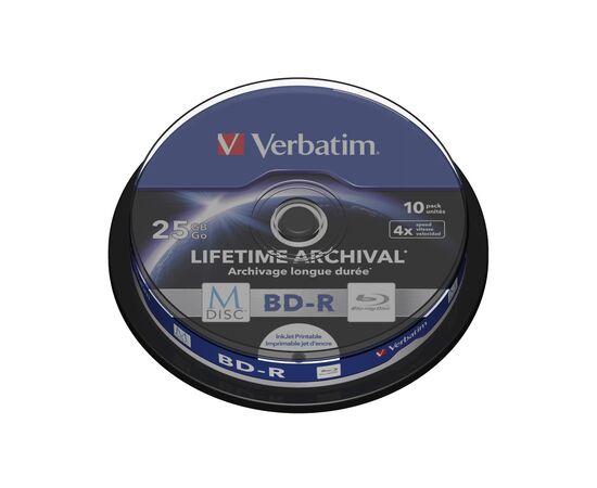 Диск BD Verbatim 25Gb 4x Cake 10pcs Printable M-DISC (43825)