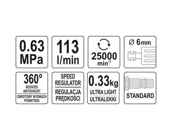 Шліфувальна машина Yato пневматична YT-09633 (YT-09633), зображення 2 Шліфувальна машина Yato пневматична YT-09633 (YT-09633), зображення 2