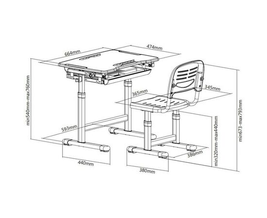 Парта со стулом FunDesk Bambino Grey (212113), изображение 6