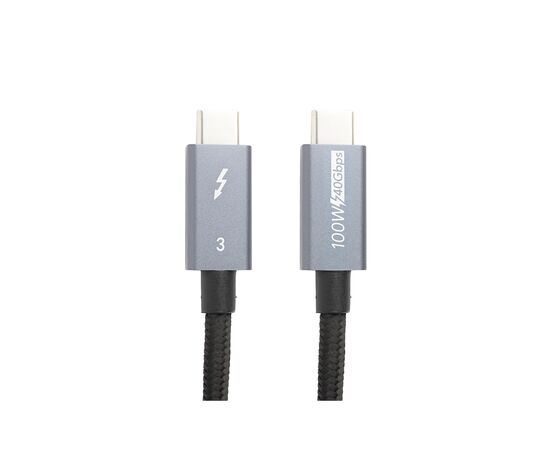 Дата кабель USB-C to USB-C 1.0m Thunderbolt 3 40Gbps, 100W, 20V/ 5A, 4K/ PowerPlant (CA913336)