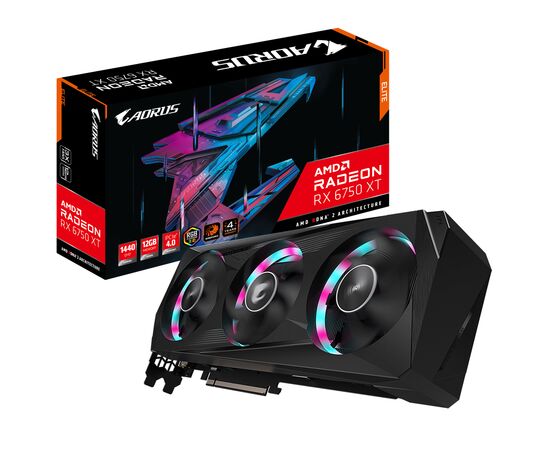 Відеокарта GIGABYTE Radeon RX 6750 XT 12Gb AORUS ELITE (GV-R675XTAORUS E-12GD)