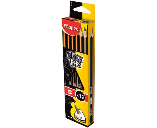 Карандаш графитный Maped BLACK PEPS, B, без ластика (MP.850024), изображение 2 Карандаш графитный Maped BLACK PEPS, B, без ластика (MP.850024), изображение 2