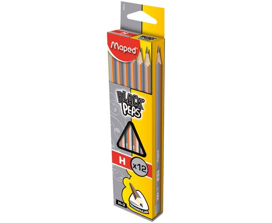 Карандаш графитный Maped BLACK PEPS, H, без ластика (MP.850025), изображение 2 Карандаш графитный Maped BLACK PEPS, H, без ластика (MP.850025), изображение 2
