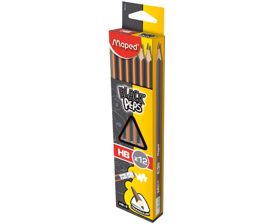 Карандаш графитный Maped BLACK PEPS, HB, с ластиком (MP.851721), изображение 2 Карандаш графитный Maped BLACK PEPS, HB, с ластиком (MP.851721), изображение 2