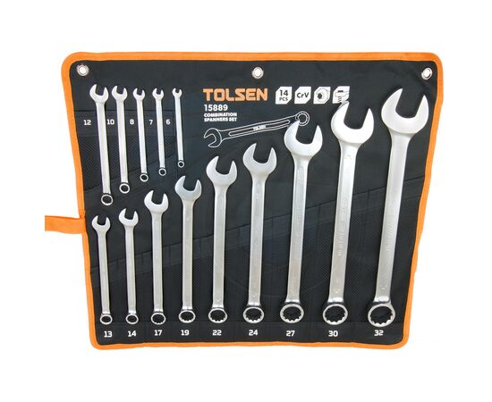 Ключ Tolsen комбинированных в чохле 14 шт (15889), изображение 2 Ключ Tolsen комбинированных в чохле 14 шт (15889), изображение 2