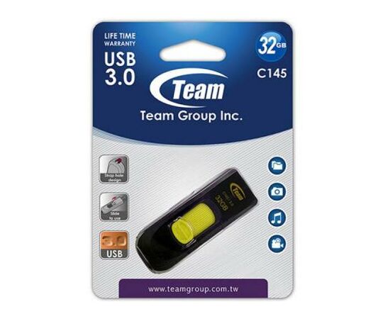 USB флеш накопитель Team 32GB C145 Yellow USB 3.0 (TC145332GY01), изображение 5 USB флеш накопитель Team 32GB C145 Yellow USB 3.0 (TC145332GY01), изображение 5