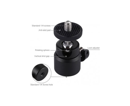 Голова штативная Puluz 1/4" (PU412), изображение 4 Голова штативная Puluz 1/4" (PU412), изображение 4