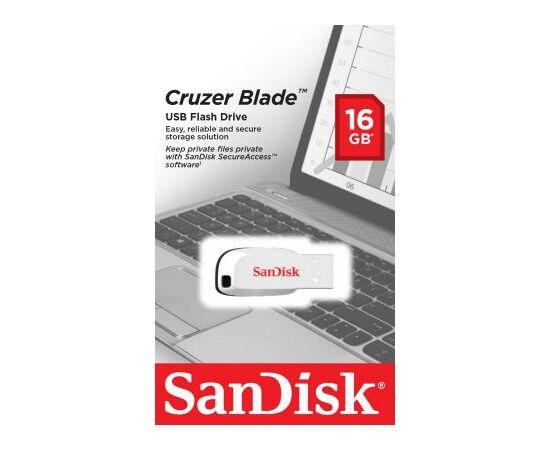 USB флеш накопитель SanDisk 16GB Cruzer Blade White USB 2.0 (SDCZ50C-016G-B35W), изображение 3 USB флеш накопитель SanDisk 16GB Cruzer Blade White USB 2.0 (SDCZ50C-016G-B35W), изображение 3
