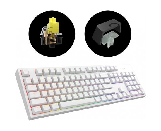 Клавиатура Dark Project One KD104A White PBT Gateron Mechanical Yellow (DPO-KD-104A-100100-GYL), изображение 6 Клавиатура Dark Project One KD104A White PBT Gateron Mechanical Yellow (DPO-KD-104A-100100-GYL), изображение 6