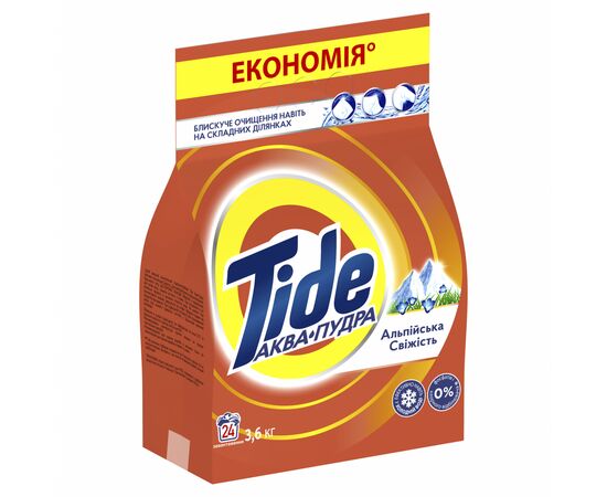 Стиральный порошок Tide Аква-Пудра Альпийская свежесть 3.6 кг (8006540537701), изображение 2 Стиральный порошок Tide Аква-Пудра Альпийская свежесть 3.6 кг (8006540537701), изображение 2