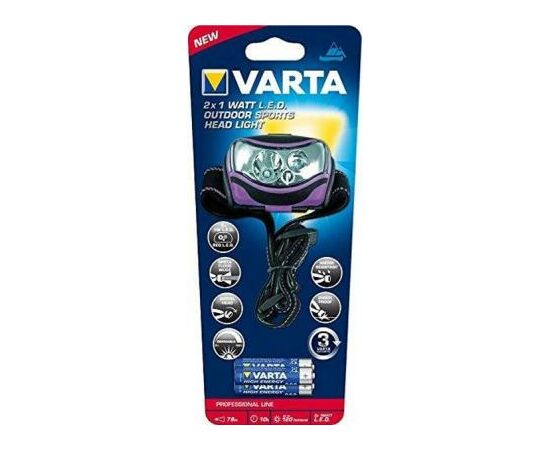 Фонарь Varta 2x1W LED Outdoor Sports Head Light 3AAA (18630101421), изображение 2 Фонарь Varta 2x1W LED Outdoor Sports Head Light 3AAA (18630101421), изображение 2