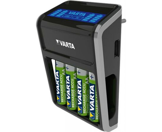 Зарядное устройство для аккумуляторов Varta LCD PLUG CHARGER +4*AA 2100 mAh (57687101441), изображение 3 Зарядное устройство для аккумуляторов Varta LCD PLUG CHARGER +4*AA 2100 mAh (57687101441), изображение 3