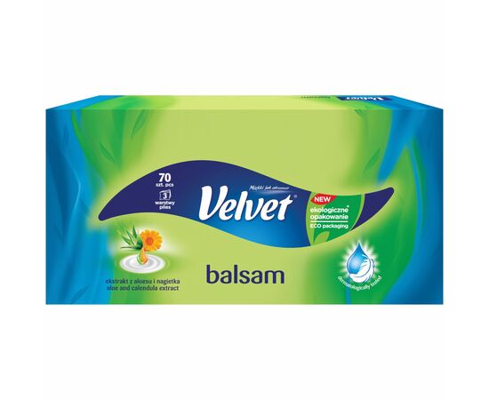 Салфетки косметические Velvet Бальзам с экстрактом алоэ и календулы 3 слоя 70 шт. (5901478001337)