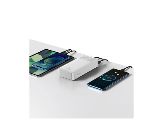 Батарея универсальная Baseus Bipow 30000mAh, PD/3.0/20W, QC/3.0, USB-C, 2*USB-A, white (PPDML-N02), изображение 4 Батарея универсальная Baseus Bipow 30000mAh, PD/3.0/20W, QC/3.0, USB-C, 2*USB-A, white (PPDML-N02), изображение 4