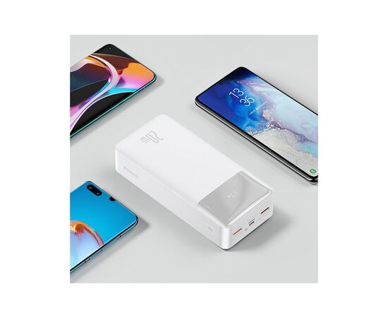 Батарея универсальная Baseus Bipow 30000mAh, PD/3.0/20W, QC/3.0, USB-C, 2*USB-A, white (PPDML-N02), изображение 5 Батарея универсальная Baseus Bipow 30000mAh, PD/3.0/20W, QC/3.0, USB-C, 2*USB-A, white (PPDML-N02), изображение 5