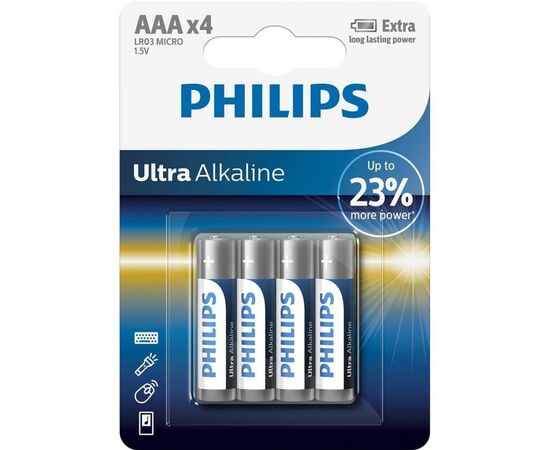 Батарейка Philips AAA LR03 Ultra Alkaline * 4 (LR03E4B/10)